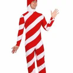 Fun Costumes Red Candy Cane Christmas Costume -Storybook & Fairytale Costumes Sales adult red candy cane bodysuit alt 6