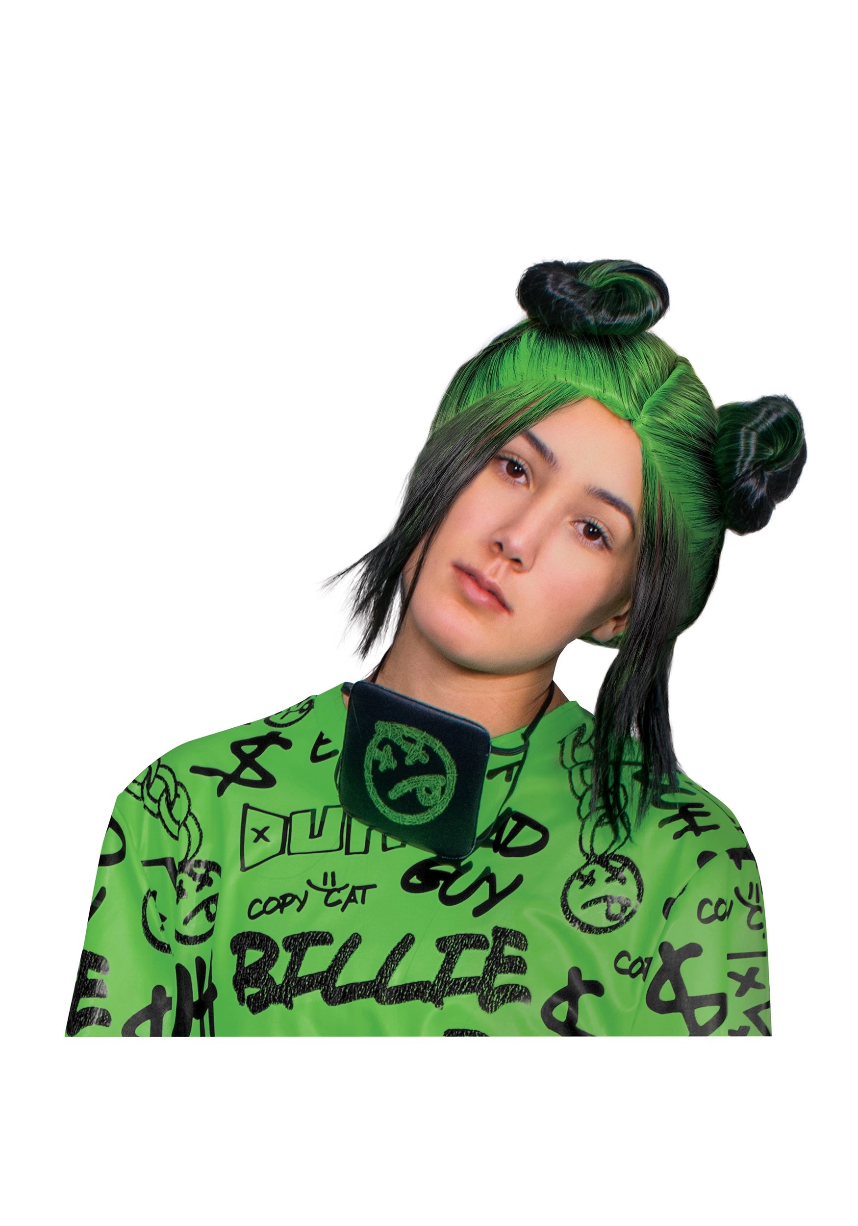 Disguise Billie Eilish-Adult Green Double Bun Wig 3 Disguise Billie Eilish-Adult Green Double Bun Wig
