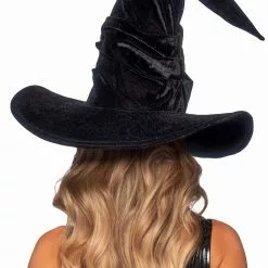 LEG AVENUE Black Velvet Ruched Witch Hat For Women 5 LEG AVENUE Black Velvet Ruched Witch Hat For Women -Storybook & Fairytale Costumes Sales black velvet ruched witch hat alt 1
