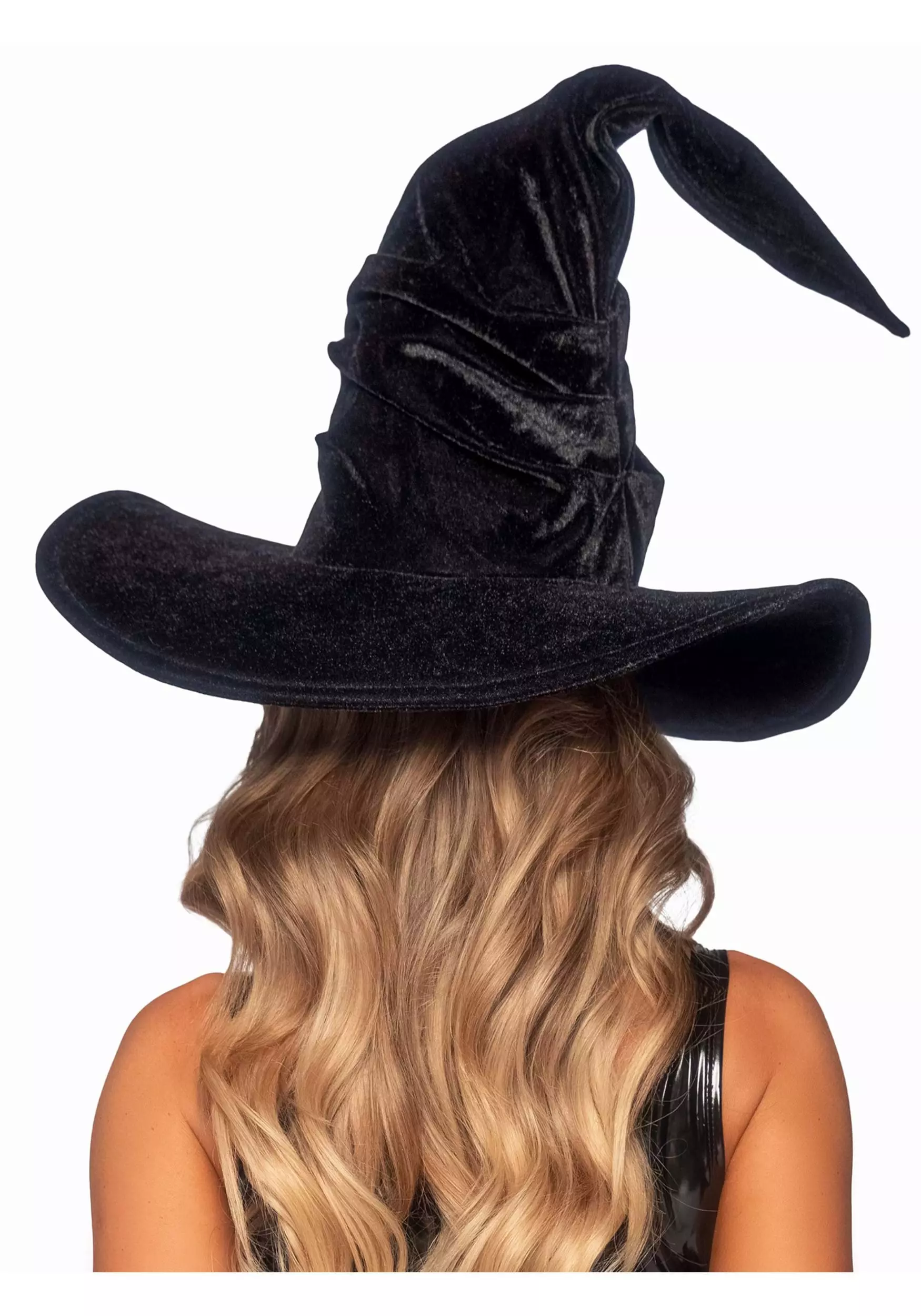 LEG AVENUE Black Velvet Ruched Witch Hat For Women 4 LEG AVENUE Black Velvet Ruched Witch Hat For Women - Image 2