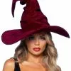 LEG AVENUE Burgundy Ruched Velvet Witch Hat