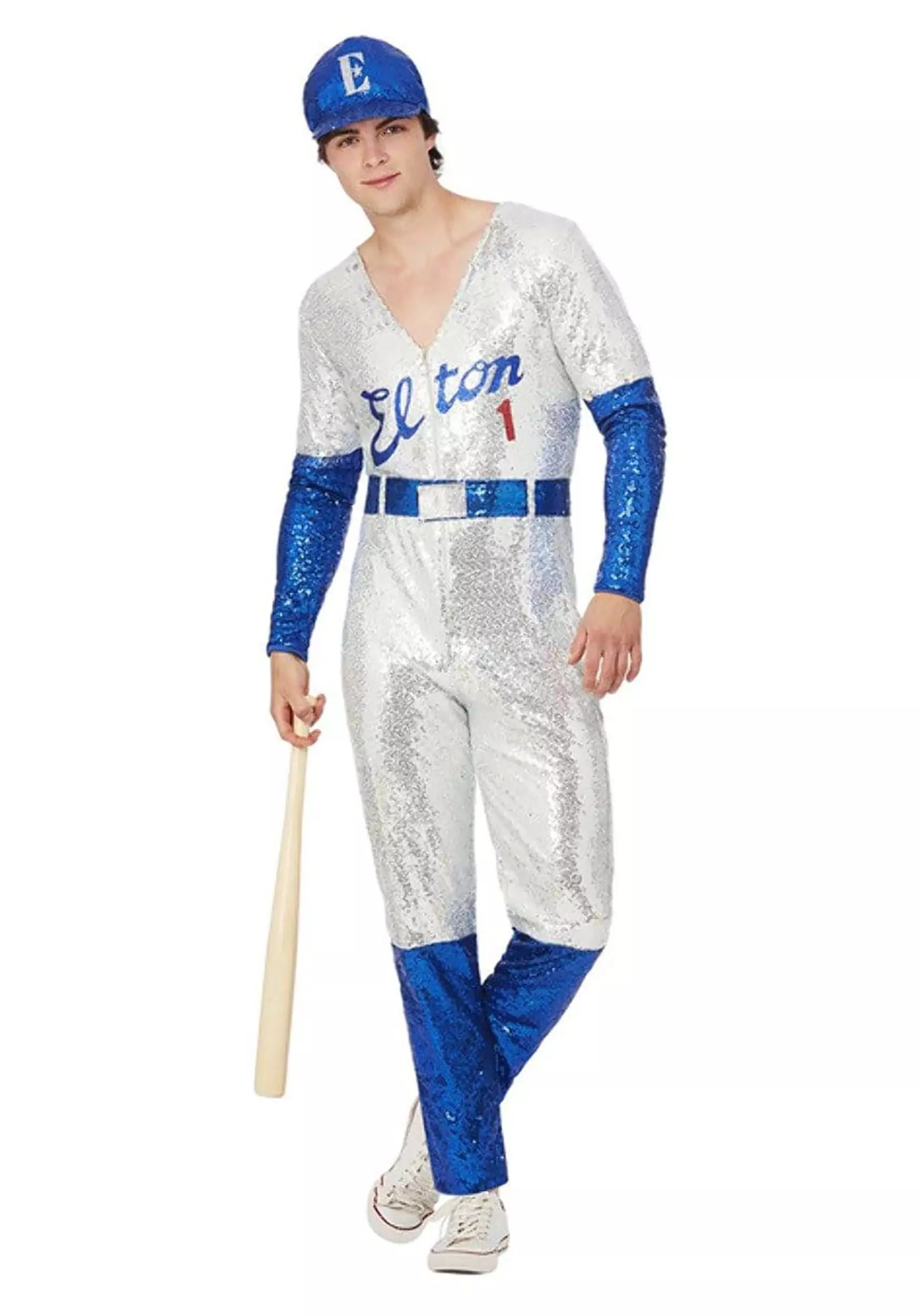 Smiffys Elton John Deluxe Sequin Baseball Costume For Men 4 Smiffys Elton John Deluxe Sequin Baseball Costume For Men - Image 2