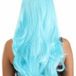 Partytime Wig Light Blue Full Wavy Wig Accessory -Storybook & Fairytale Costumes Sales light blue full wavy wig alt 3