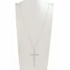 Matte Silver Elongated Cross On 36" Chain Accessory -Storybook & Fairytale Costumes Sales matte silver elongated cross on 36 chain