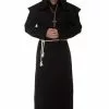 Underwraps Monk Black Robe Costume For Men -Storybook & Fairytale Costumes Sales mens monk black robe costume