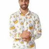 Opposuits Suitmeister Button Up White Beer Shirt For Men -Storybook & Fairytale Costumes Sales mens suitmeister button up beer white shirt