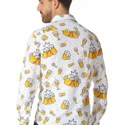 Opposuits Suitmeister Button Up White Beer Shirt For Men -Storybook & Fairytale Costumes Sales mens suitmeister button up beer white shirt alt 2