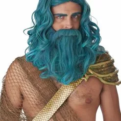 California Costume Collection Ocean King Teal Wig And Beard Set