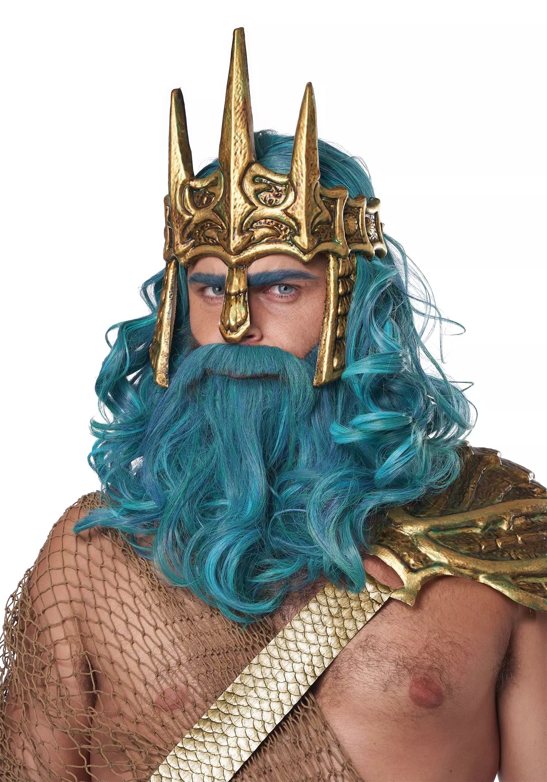 California Costume Collection Ocean King Teal Wig And Beard Set 4 California Costume Collection Ocean King Teal Wig And Beard Set - Image 2