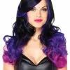 LEG AVENUE Purple And Black Two-Tone Costume Wig