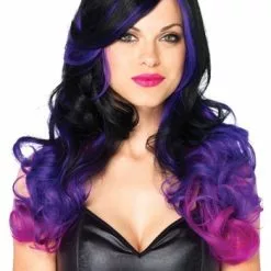 LEG AVENUE Purple And Black Two-Tone Costume Wig