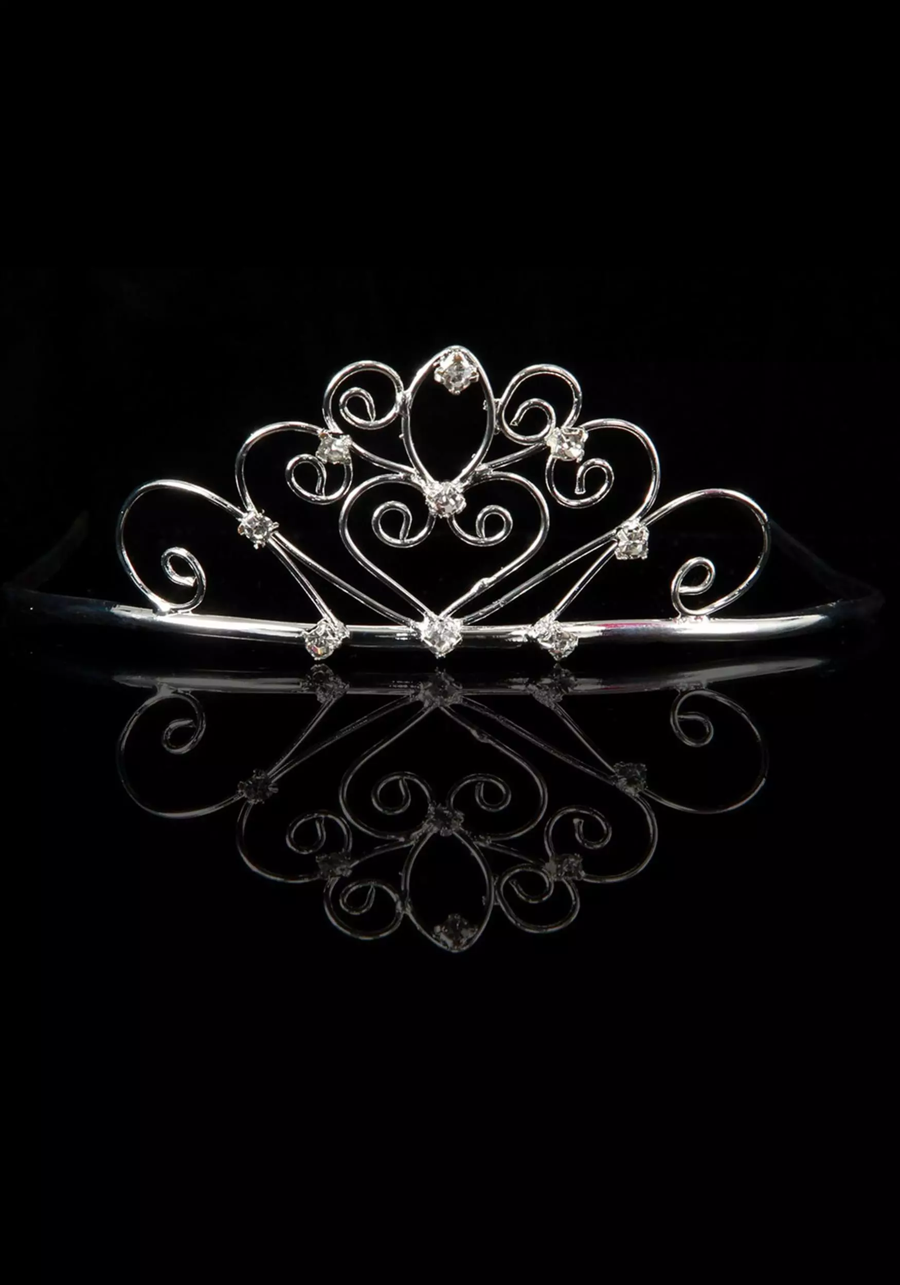 Elope Silver Sweetheart Princess Tiara 1.5" Costume 4 Elope Silver Sweetheart Princess Tiara 1.5" Costume - Image 2