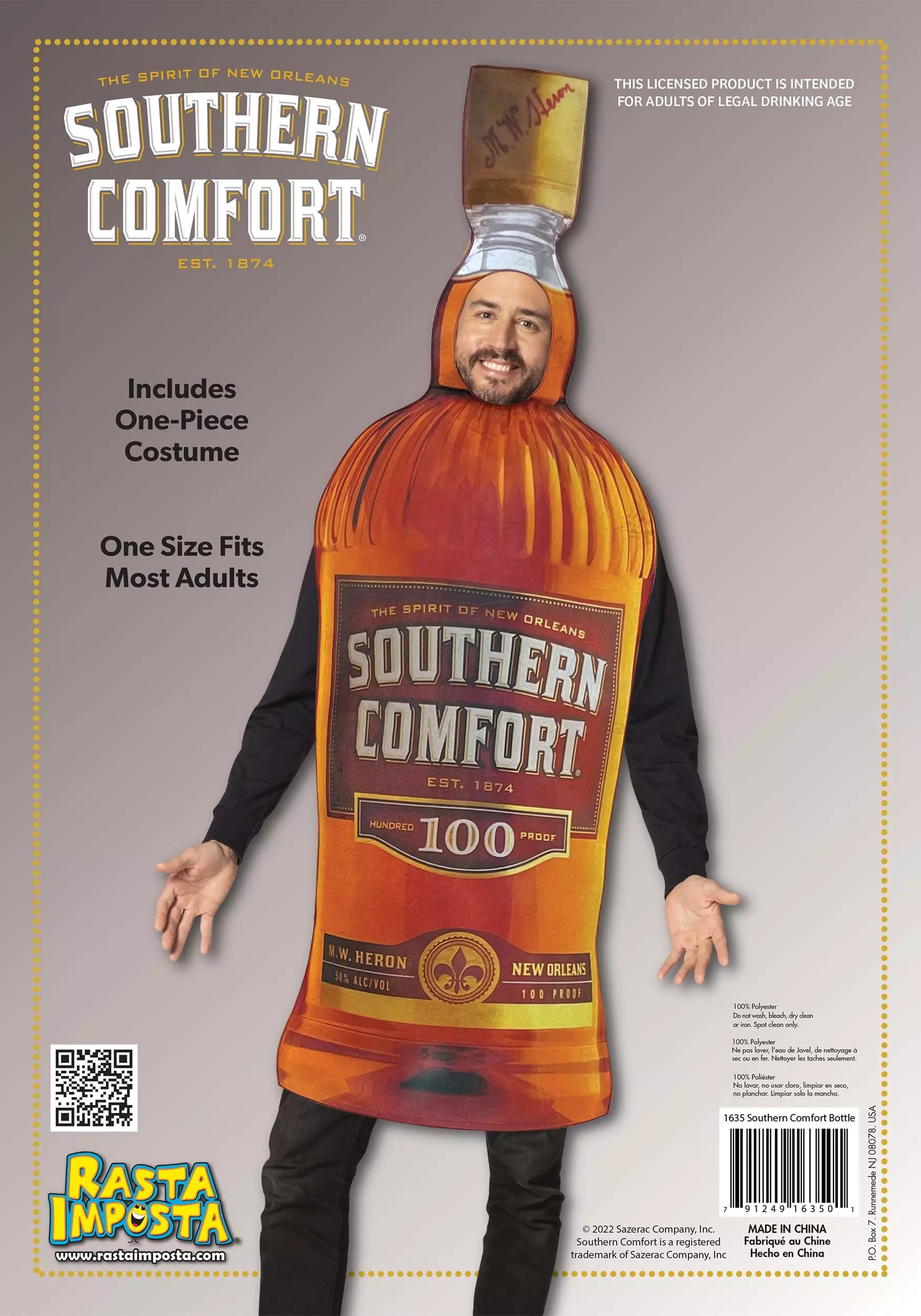 Morris Costumes Black Southern Comfort Bottle Adult Costume 4 Morris Costumes Black Southern Comfort Bottle Adult Costume - Image 2