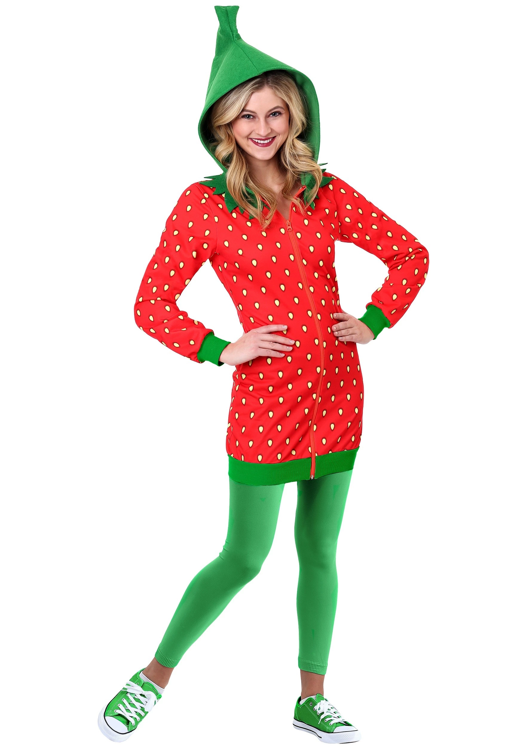 Meisheng Strawberry Hoodie Dress Costume 4 Meisheng Strawberry Hoodie Dress Costume - Image 2