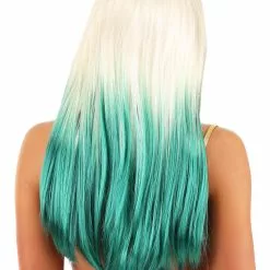Partytime Costume & Lingerie (Yiwu) Factory Women's Blonde And Green Ombre Mermaid Wig -Storybook & Fairytale Costumes Sales womens blonde and green ombre wig 1