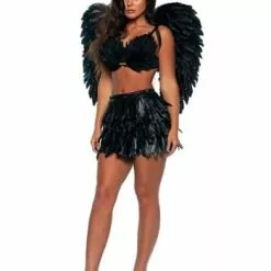 Underwraps Sexy Dark Angel Feather Skirt And Top Costume For Women