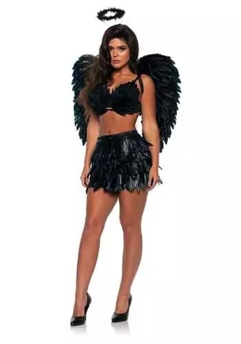 Underwraps Sexy Dark Angel Feather Skirt And Top Costume For Women 3 Underwraps Sexy Dark Angel Feather Skirt And Top Costume For Women