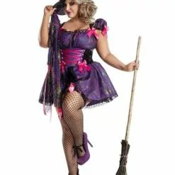 Party King Purple Web Witch Costume For Women Plus