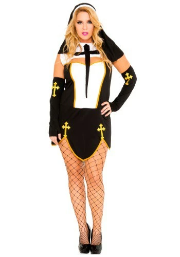 MUSIC LEGS Women's Plus Size Bad Habit Nun Costume 3 MUSIC LEGS Women's Plus Size Bad Habit Nun Costume