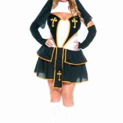 MUSIC LEGS Plus Size Flirty Nun Costume For Women