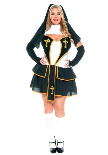 MUSIC LEGS Plus Size Flirty Nun Costume For Women 3 MUSIC LEGS Plus Size Flirty Nun Costume For Women