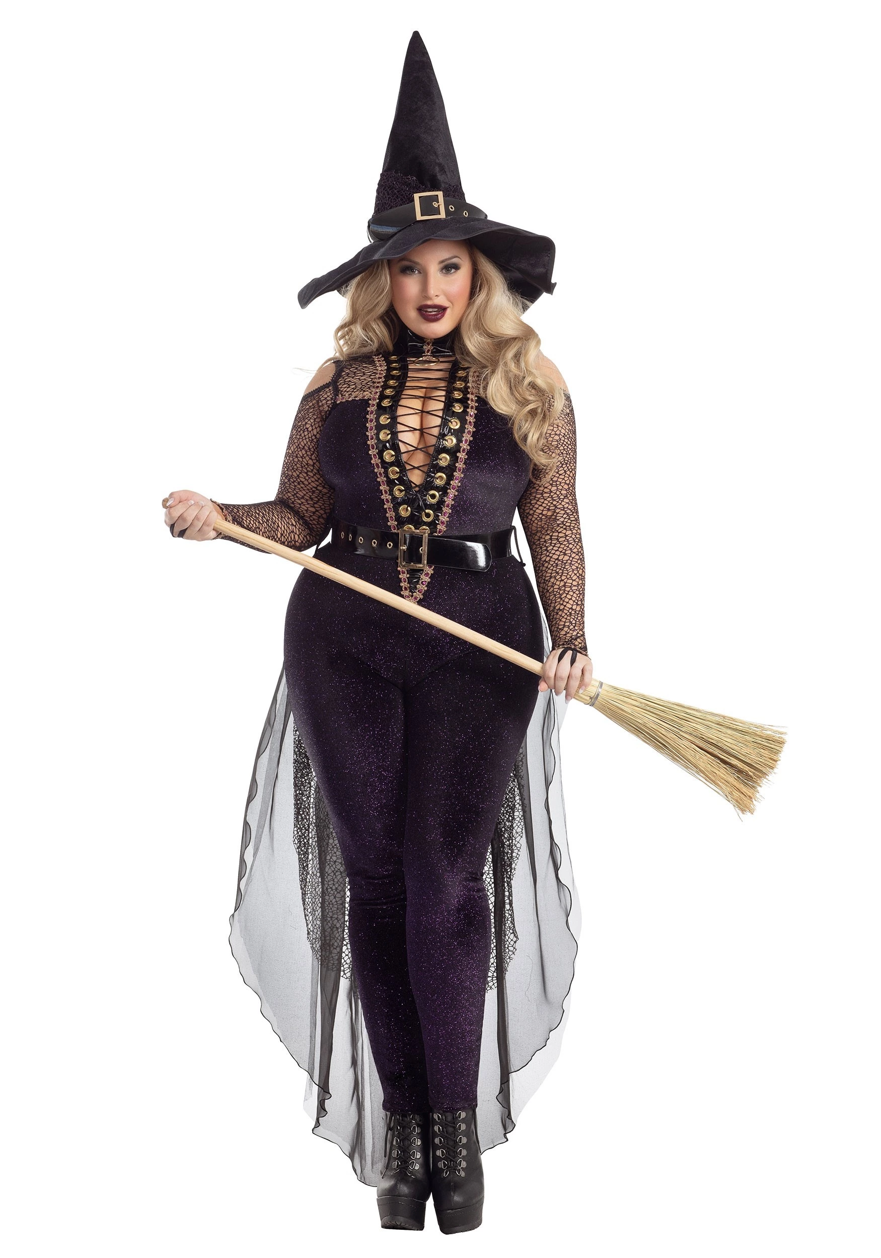 Party King Women's Plus Size Midnight Violet Witch Costume 3 Party King Women's Plus Size Midnight Violet Witch Costume