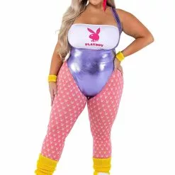 Roma Plus Size Womens Playboy 80s Workout Costume