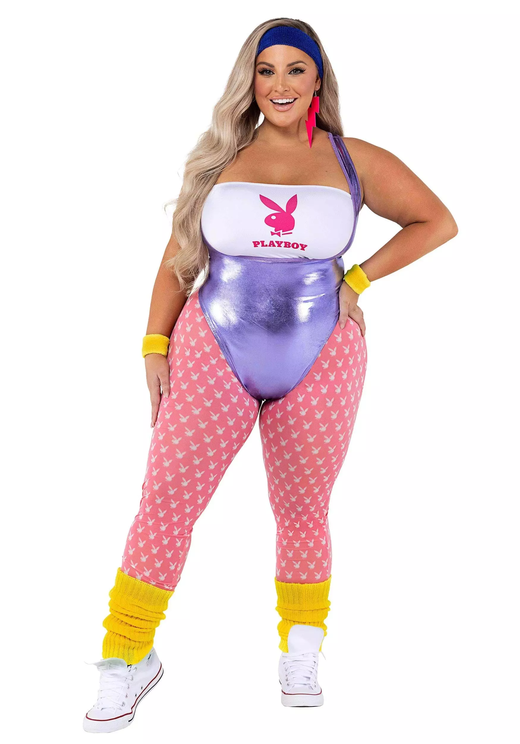 Roma Plus Size Womens Playboy 80s Workout Costume 2 Roma Plus Size Womens Playboy 80s Workout Costume